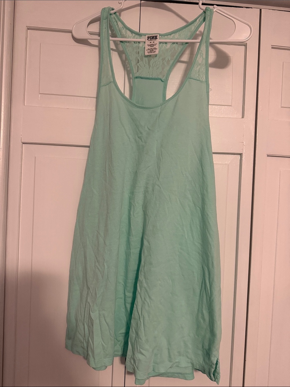 PINK Victoria's Secret Mint Lace-Back Racerback Tank